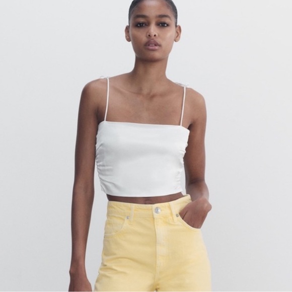 Zara Tops Zara White Satin Crop Top Tank Poshmark
